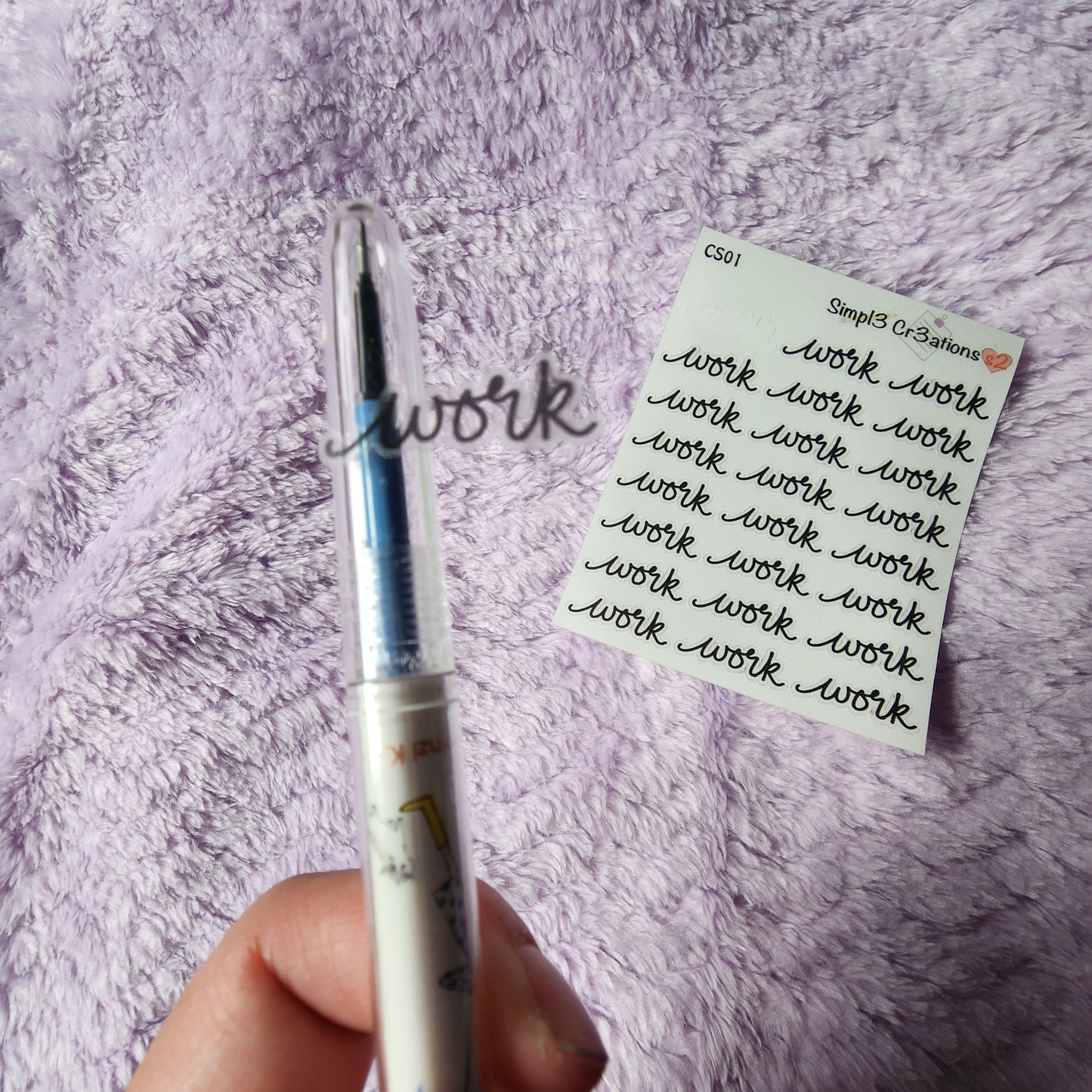 CS01 | Work Script on Clear Sticker Paper (7438893711429)