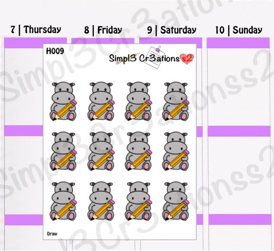 H009 | Hilbert Holding A Pencil Sticker Sheet (4622345699397)