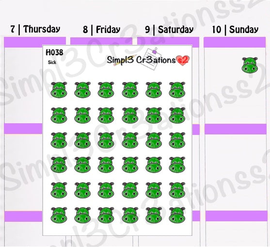 H038 | Sick Hilbert Emoji Sticker Sheet (6586530660421)