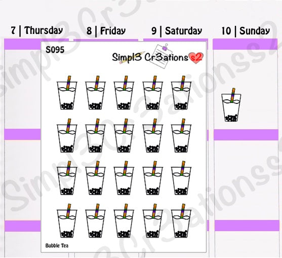 S095 | Bubble Tea With Ombre Straw Sticker Sheet (4530923864133)