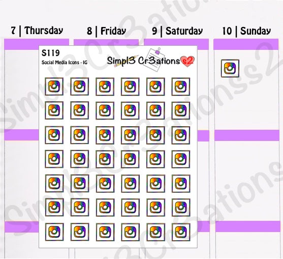 S119 | Social Media Icons (IG) Sticker Sheet (4620301828165)