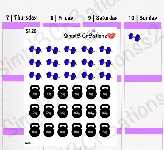 S126 | Gym or Exercise Sticker Sheet (4620309954629)