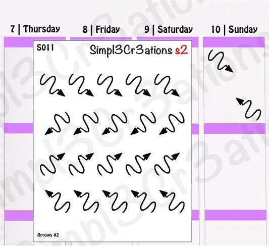 S011 | Squiggly Arrow Sticker Sheet (1356461473839)