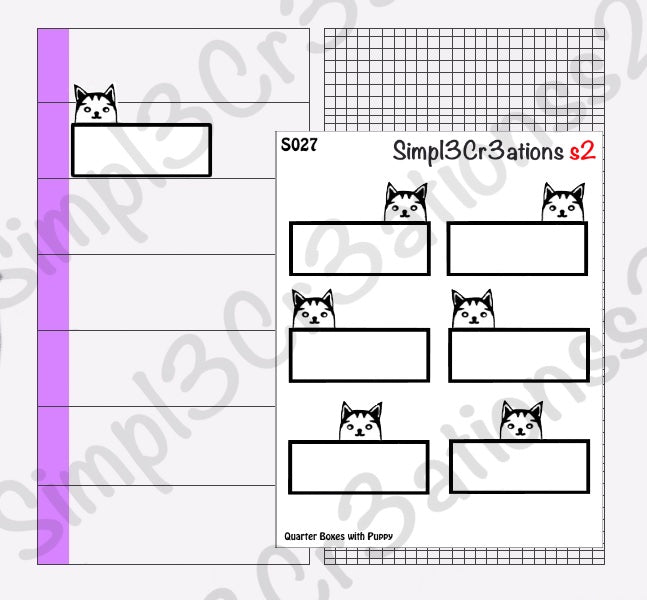 S027 | Quarter Boxes With Puppy Peeking Sticker Sheet (1388197609519)