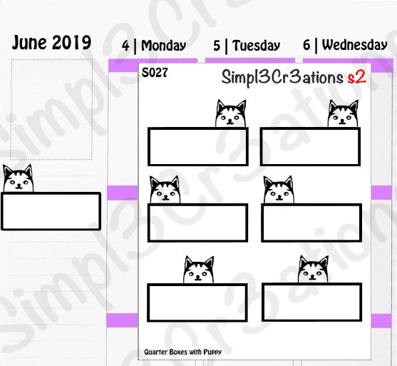 S027 | Quarter Boxes With Puppy Peeking Sticker Sheet (1388197609519)