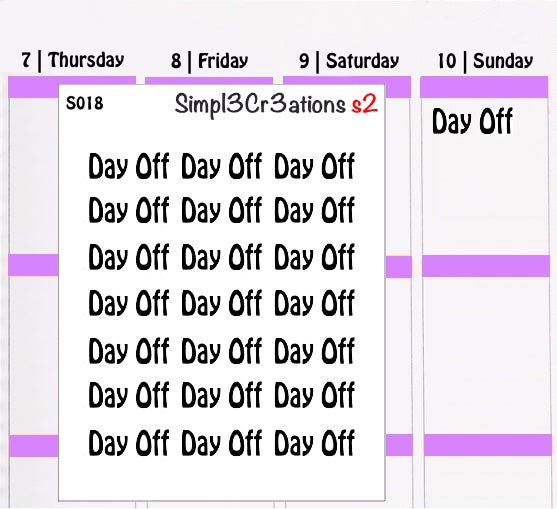S018 | Day Off Sticker Sheet (1356587991087)
