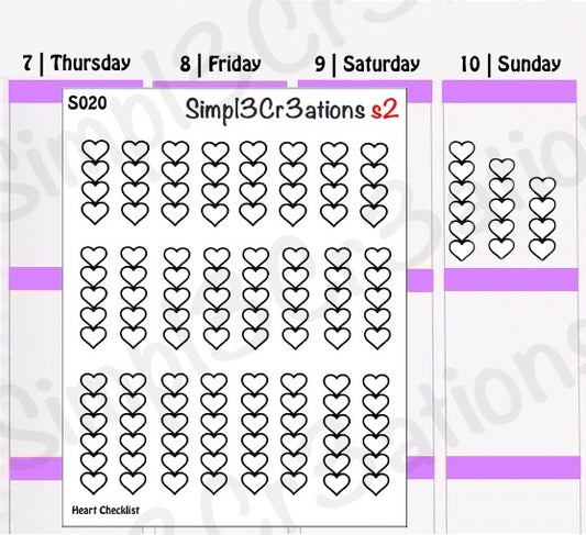 S020 | Heart Checklist Sticker Sheet (1356538052655)