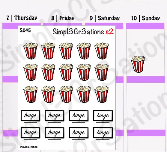 S045 | Movies, Binge Sticker Sheet (4323208265797)