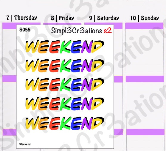 S055 | Weekend Banner Sticker Sheet (4333054328901)
