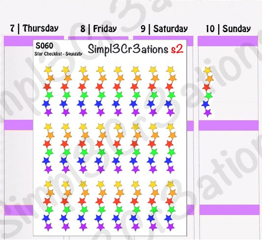 S060 | Squiggly Stars Checklist Sticker Sheet (4333064683589)