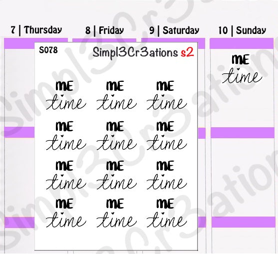 S078 | Me Time Script Sticker Sheet (4345973604421)