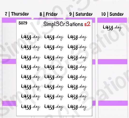 S079 | Lazy Day Script Sticker Sheet (4345973768261)