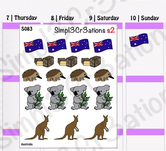 S083 | Australia Sticker Sheet (4345974292549)