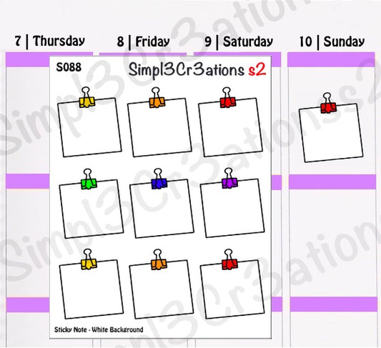 S088 | Sticky Note With Coloured Bulldog Clip (4480758874181)