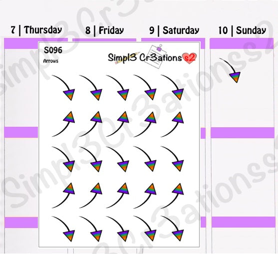 S096 | Rainbow Ombre Arrows Sticker Sheet (4530925207621)