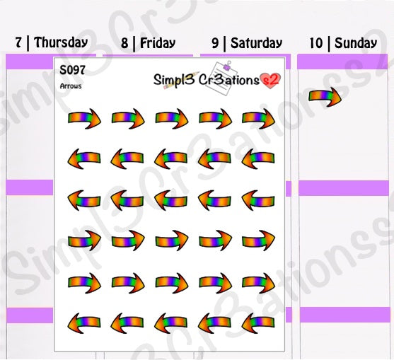 S097 | Solid Rainbow Ombre Arrows Sticker Sheet (4530925502533)