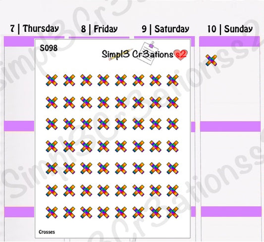 S098 | Rainbow Ombre Crosses Sticker Sheet (4530925862981)