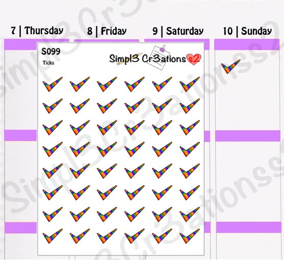 S099 | Rainbow Ombre Ticks Sticker Sheet (4530926059589)