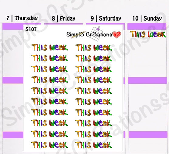 S107 | Rainbow Ombre This Week Sticker Sheet (4530978750533)