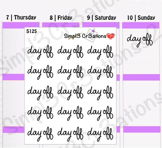 S125 | Day Off Script Sticker Sheet (4620302745669)