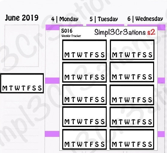 S016 | Weekly Tracker Sticker Sheet (1356490997807)